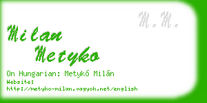 milan metyko business card